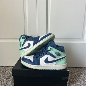 Size 8- Jordan 1 Mid Blue Mint 2022
